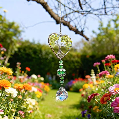 H&D HYALINE & DORA Tree of Life Car Rearview Mirror Hanging Ornament Pendant Accessories Fengshui Suncatcher (Green)
