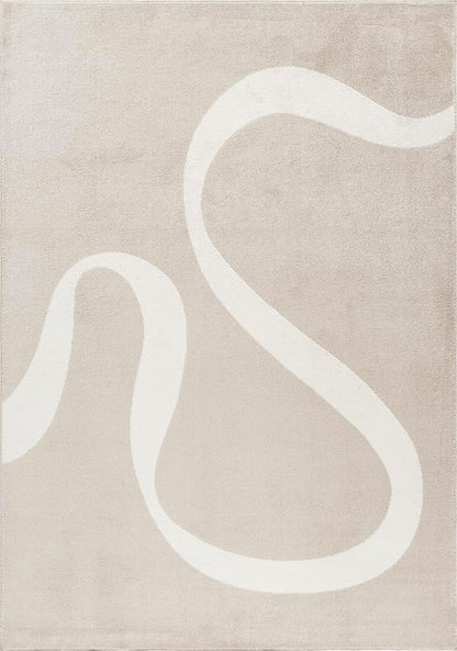 Abani Deco Collection Area Rug - Beige Modern Abstract Ribbon Design - 5' x 8' - for Living Room, Bedroom & Office