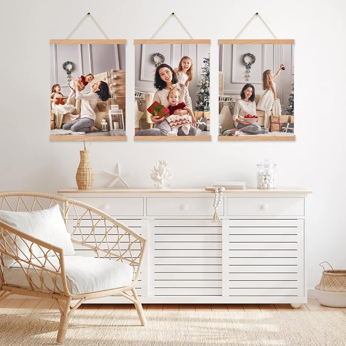 3 Pack Magnetic Poster Hanger Frame 20 Inch Pine Color,20x24 20x30 20x28 Poster Frame Wood Magnet Frames Hangers for Photos Pictures Prints Maps Scrolls Canvas Artwork Diamond Art Painting