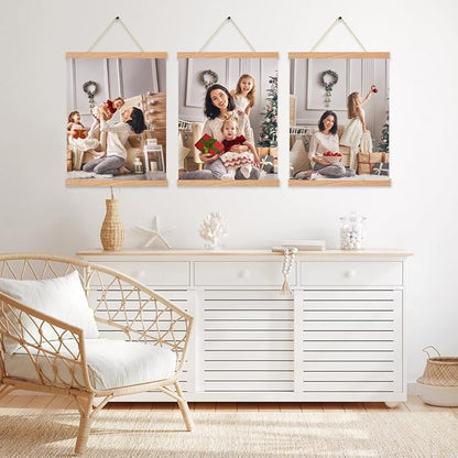 3 Pack Magnetic Poster Hanger Frame,16x20 16x24 16x16 Poster Frame Wood Magnet Frames Hangers for Photos, Pictures, Prints, Maps, Scrolls and Canvas Artwork , 16", Pine Color)