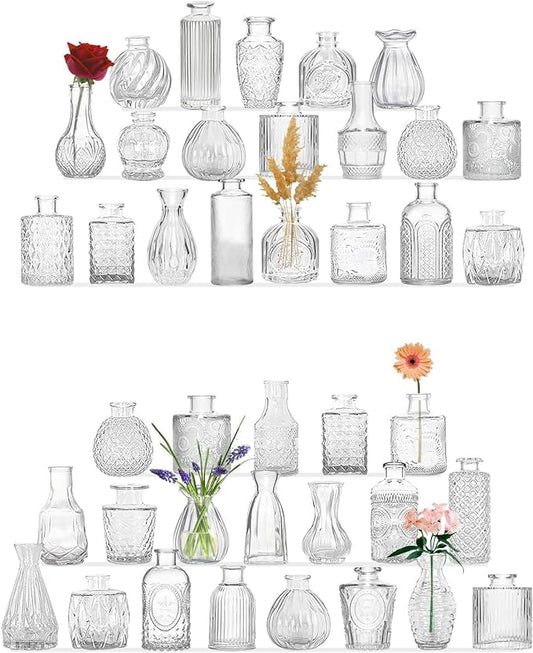Glass Vase for Home Decor Set of 40,Small Vases in Bulk for Flowers,Mini Vases for Centerpieces,Modern for Floral and Pampas Grass,Boho for Wedding,Party,Table Home Decor