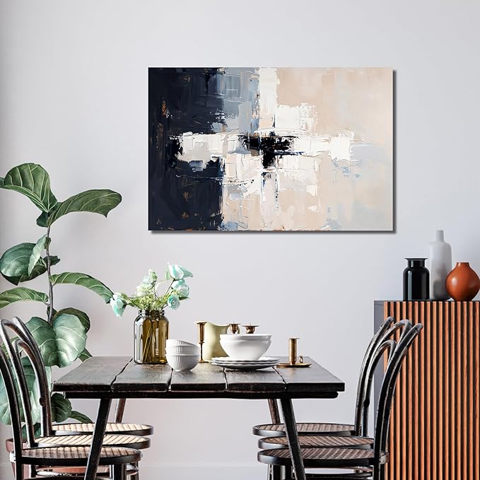 Abstract Wall Art Decor Modern Wall Art Pictures for Living Room Abstract Canvas Art Wall Decor Artwork for Walls Black and White Wall Art Decor White Wall Art Prints Home Office Decorations 32" X 48"