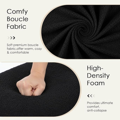 53" Storage Bench Teddy Ottoman Bench Upholstered Fabric Bench End of Bed Stool with Safety Hinge for Bedroom, Living Room, Entryway, Black