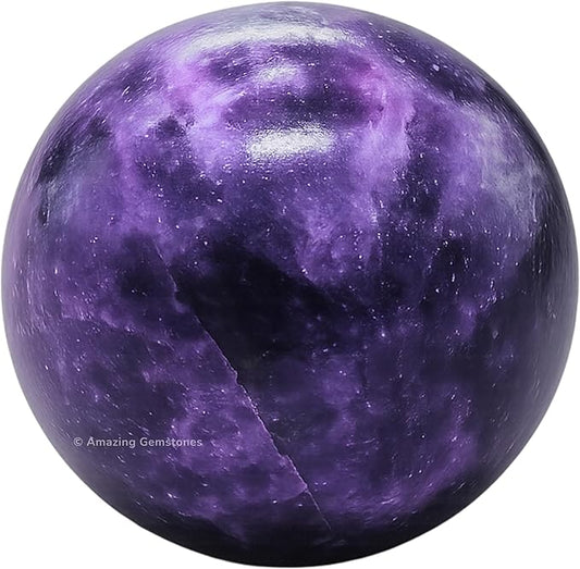 Amazing Gemstone Lepidolite Crystal Ball with Stand - 1.5" Inches Crystal Sphere Meditation Balls for Witchcraft and Decorative Balls