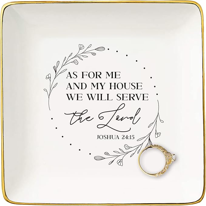 Housewarming Ideas Gifts for Woman-Happy New Home-Moving Gifts-Scripture Reminder Present-Christian Bible Verse Present-New House Owners-Jewelry Tray Trinket Holder Ring Dish