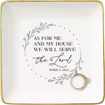 Housewarming Ideas Gifts for Woman-Happy New Home-Moving Gifts-Scripture Reminder Present-Christian Bible Verse Present-New House Owners-Jewelry Tray Trinket Holder Ring Dish