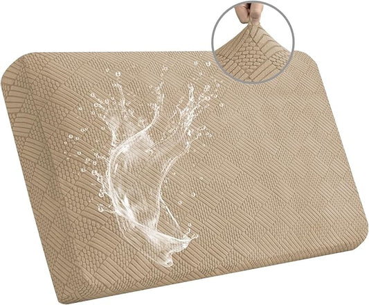 Easy-Going Waterproof Couch Cushion Covers for Couches and Sofas, Stretch Jacquard Sofa Seat Cover Replacement for Dogs, Pets & Kids, Durable Furniture Protector for Loveseat Cushions, Camel