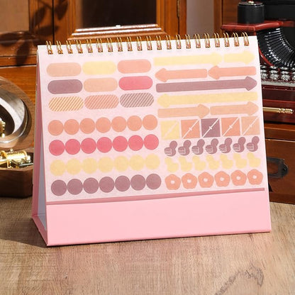 Small Desk Calendar 2025-2026, Standing Flip Desk Calendar Use Now to Dec 2026, with To-do List & Notes, Metal Ring Twin-Wire Binding with Stickers, Monthly Desktop Calendar for Home Office (Pink)