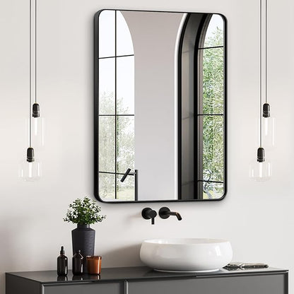 Bathroom Mirrors for Over Sink,1Pcs 24x36Inch Vanity Mirrors for Wall,Black Metal Frame Rectangle Mirrors for Bathroom Farmhouse Restroom,Hangs Horizontally or Vertically
