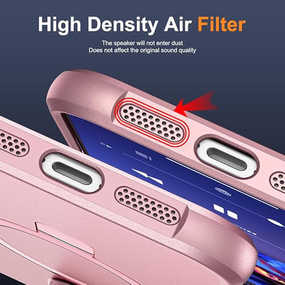 Compatible with iPhone 16 Pro Max Case with Invisible Magnetic O-Ring Stand Military-Grade Case for iPhone 16 ProMax 6.9" [Compatible with Mag-Safe][Great Grip Feeling], Rose Gold