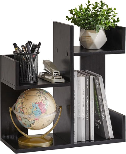 Book Organizer for Desk, Cute Desk Top Organizing, Tree Bookshelf Unique Nursery Bookcase, Book Ends for Desk, Book Holder for Shelf Black YD-DSR002B