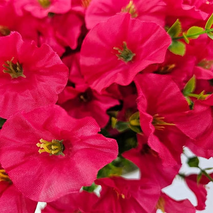 Artificial Silk Flowers for Outdoor Decoration,12 Bundles Faux Flowers Colorful Morning Glory with Eucalyptus Fake Plants Greenery UV Resistant for Outside Front Door Planter Porch Patio Yard