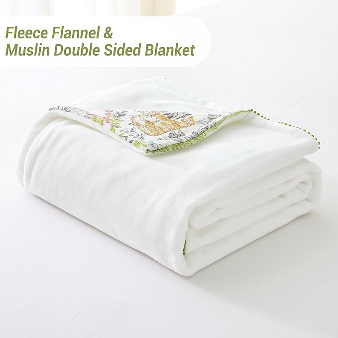 Viviland Fleece Throw Blanket Reversible Muslin Blankets, Soft Throw Blanket for Couch and Bed, Breathable Quilt Bedspread, Gauze Bedding for Adults, Large 50x70 inch, Tiger Yanina