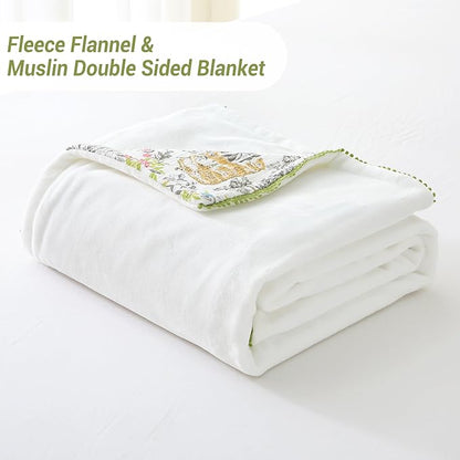 Viviland Fleece Throw Blanket Reversible Muslin Blankets, Soft Throw Blanket for Couch and Bed, Breathable Quilt Bedspread, Gauze Bedding for Adults, Large 50x70 inch, Tiger Yanina