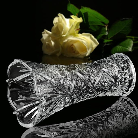 CS Crystal Vase 12-inch high, Sunshine Design, for Flowers & Decor. Lovely Nice Shiny Piece. Perfect as a Gift, Suitable for All Occasions.