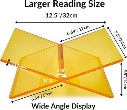 Honygebia Gold Acrylic Book Stands - Cross Frame Acrylic Book Holder, Open Bookstand for Display and Reading, Suitable for Art, Bible, Cookbook, Easel, Magazine, Textbooks 12.5" x 9.5" x 5.5"