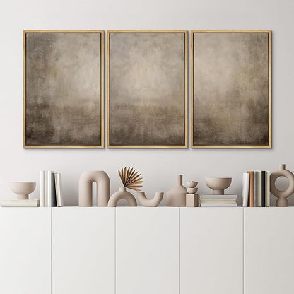 MUDECOR Framed Wall Art Print Set Neutral Abstract Landscape Illustrations Modern Art Boho Decorative Colorful Chic for Living Room, Bedroom, Office - 24"x36"x3 Natural