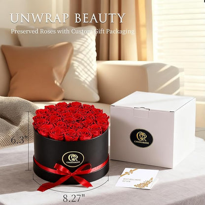 Flowers Forever Preserved Roses - 27 Preserved Flowers for Delivery Women Birthday Gifts for Mom Grandma Forever Flower in a Box Rose Gift for Her Wife Anniversary Valentines Gift for Women