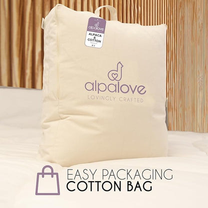 Queen Lightweight 100% Fine Alpaca Duvet - Premium Cotton Cover, 2,89 lb Filling, Ideal for Summer, Breathable & Temperature -Regulating, 92 x 94 inches