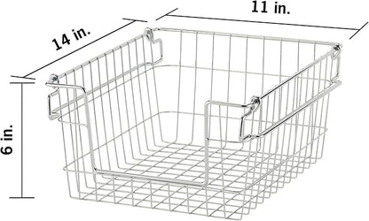 TRINITY 2-Pack Stackable Metal Wire Storage Baskets With Handles, EcoStorage Chrome, 11 Inches