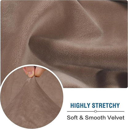 H.VERSAILTEX Velvet Stretch Individual Couch Cushion Cover Plush Cushion Slipcover for Loveseat Sofa Cushion Furniture Protector Seat Cushion Sofa Cover (1 Piece Sofa Cushion Cover, Taupe)