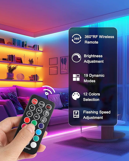 HitLights LED Strip Lights 3 Pre-Cut 12Inch/36Inch LED Light Strip Flexible Color Changing 5050 LED Accent Kit with RF Remote, Power Supply, and Connectors for TV, Home, DIY Decoration