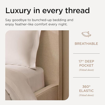 Threadmill Certified 100% American Supima Luxury Cotton Sheets California-King Sheets,1000 Thread Count Sateen Weave, 4 Pc Luxury Bed Sheets Set, Hotel White Sheet with Elasticized Deep Pocket