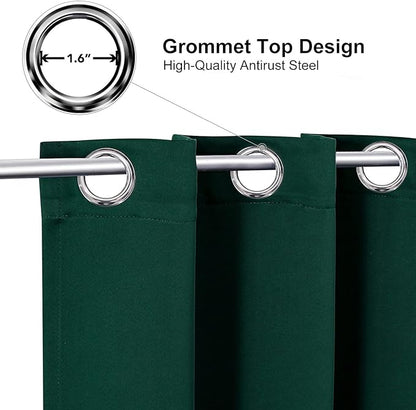 ChrisDowa Grommet Blackout Curtains for Bedroom and Living Room - 2 Panels Set Thermal Insulated Room Darkening Curtains (Forest Green, 42W x 63L)