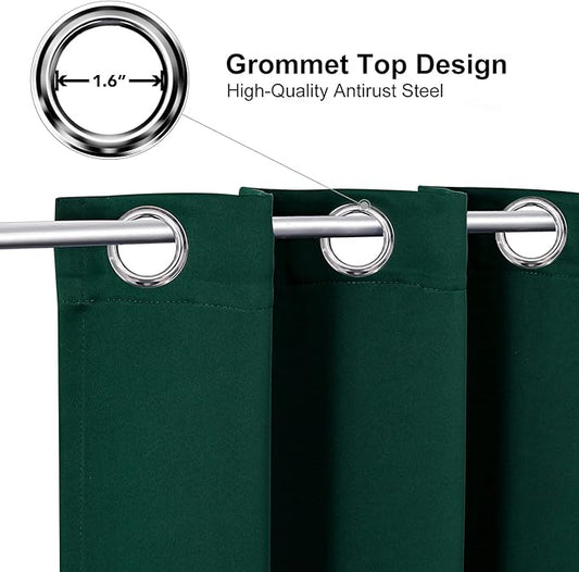 ChrisDowa Blackout Curtains 90 Inches Long 2 Panels Set for Living Room, Grommet Thermal Insulated Room Darkening Curtains for Bedroom (Forest Green, 52 x 90 Inch)