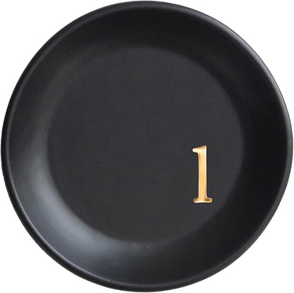 COLLECTIVE HOME - Ceramic Jewelry Tray, Decorative Trinket Dish for Rings Earrings Necklaces Bracelet Watch Keys, Birthday Mother's Day Christmas Gift for Women, 4.75", Black Surface (l)