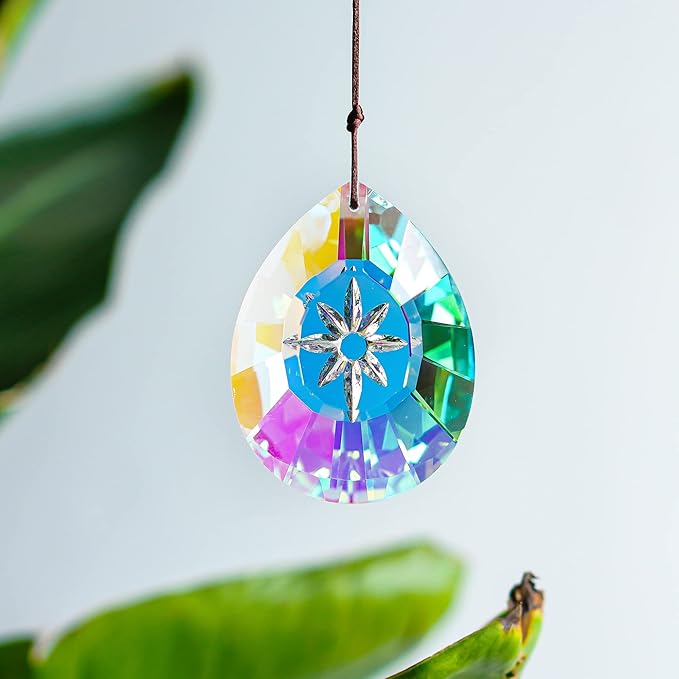 H&D HYALINE & DORA Crystal Rainbow Sun Catcher Hang for Window Glass Drop Pendant Lamp Chandelier Lamp Prisms, 76mm