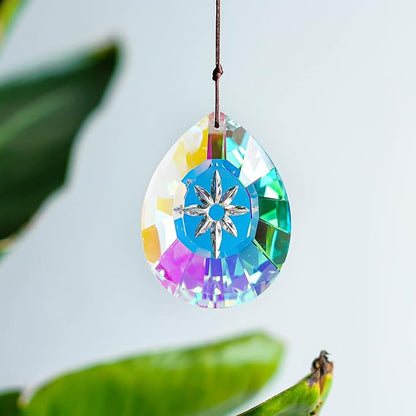 H&D HYALINE & DORA Crystal Rainbow Sun Catcher Hang for Window Glass Drop Pendant Lamp Chandelier Lamp Prisms, 76mm