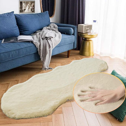 Shag Polyester Bunny Washable Fluffy Rug Runners for Hallways Camel Plush Area Rugs for Living Room Bedroom Sheepskin Rug 2x6 Shaped Nursery Rugs