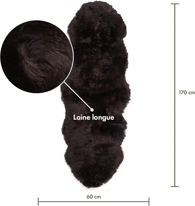 Real Sheepskin Rug 2x6 ft | Sheepskin Rugs for Living Room and Sofa | Bedside Rugs for Bedrooms | Large Fluffy Rug is Breathable & Heat-regulating in Color Chocolate