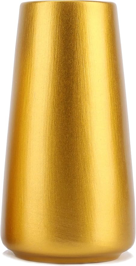 Gold Vase - 8" Gold Ceramic Flower vase for Home/Table/Accent Decor, Minimalist Modern Vases for Centerpieces, Room Decor, Living Room, Bedroom or Gift
