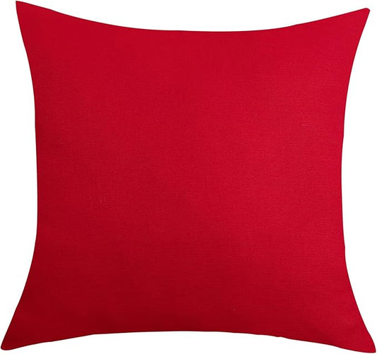 TangDepot Handmade Decorative Solid 100% Cotton Canvas Throw Pillow Covers/Cushion Covers, 45 Colors Available - (18" x18" , Christmas Red, 2 Count (Pack of 1))