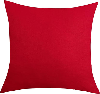 TangDepot Handmade Decorative Solid 100% Cotton Canvas Throw Pillow Covers/Pillow Shams, (24"x24", Christmas Red)