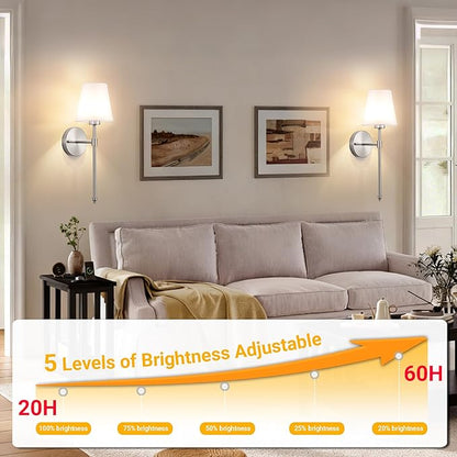 Battery Operated Wall Sconce: Peel and Stick Adhesives Stick On Non Drill Wall Light, Rechargeable Wireless Wall Lamp with Battery Corn Bulb for Bedroom Wall Decor (Gold,20inch)