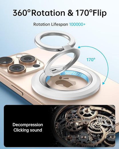SYNCWIRE for MagSafe Ring Phone Holder, 360° Rotation Magnetic Cell Phone Grip Dual-Sided Magnets Phone Ring Kickstand Compatible with iPhone 17 16 15 14 13 12 Pro Max MagSafe, Android, Samsung etc.