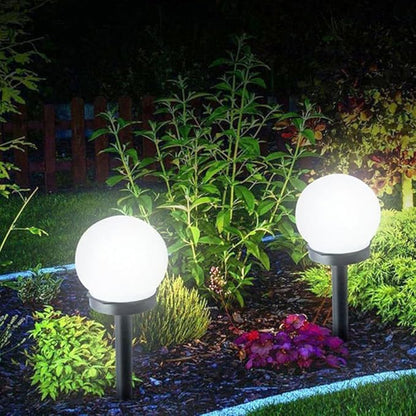 4pcs Solar Sphere Lights Outdoor, White Glow LED Lawn Pathway Lights, Weatherproof Solar Powered Landscape Lighting for Garden Yard