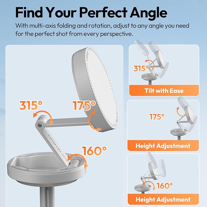 ULANZI Automatic Phone Tripod, MT85 Auto-Open Tripod with Enhanced 4-Leg, 60'' Selfie Stick Extendable Phone Stand, for Content Creation/Vlog, Compatible with iPhone 17/16/15/14/13/12, White