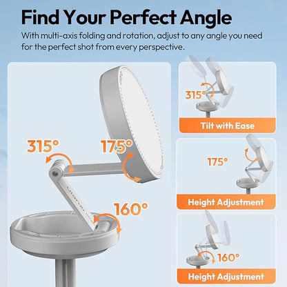 ULANZI Automatic Phone Tripod, MT85 Auto-Open Tripod with Enhanced 4-Leg, 60'' Selfie Stick Extendable Phone Stand, for Content Creation/Vlog, Compatible with iPhone 17/16/15/14/13/12, White