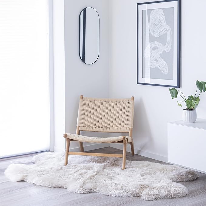 Real Sheepskin Rug 4x6 ft | Sheepskin Rugs for Living Room and Sofa | Bedside Rugs for Bedrooms | Large Fluffy Rug is Breathable & Heat-regulating in Color Beige