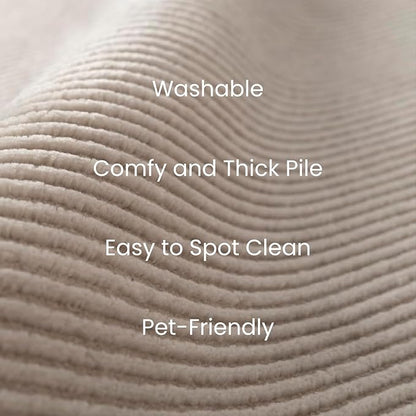 Revival Rugs Stripe 3'11"x6'1" Machine Washable Area Rug for Kitchen Bedroom - 100% Recycled Oeko-TEX Certified, Medium Pile, Taupe