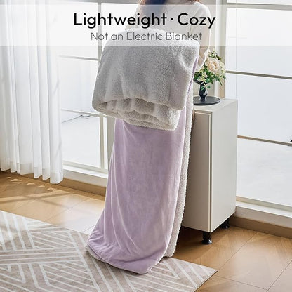 NANPIPER Warm Sherpa Blanket King Size for Bed, Soft Fleece for Winter, Fuzzy Plush Throw Gift for Women, Lavender 90x108 Inches