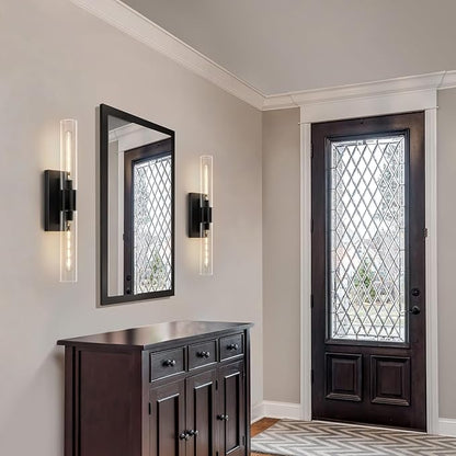 24.8" L Wall Sconces Set of 2, Black Wall Lights Fixtures Morden Cylinder Wall Light for Bathroom Vanity Light Indoor Wall Mounted Lamps for Living Room,Bedroom,Hallway