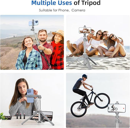 67" Phone Tripod, MIIASI Extendable Tripod for iPhone, Selfie Stick with Remote and Phone Holder, Compatible with iPhone/Android/Camera, Light Stand