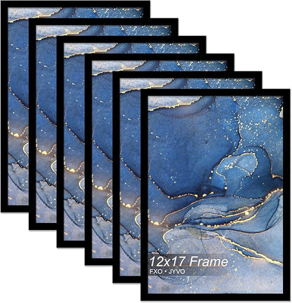 12x17 Picture Frame Set of 6, Black Frame for 12 x 17 Inch Picture Poster Photo, Light Weight and High Transparent 12 by 17 Frame for Wall - 6 Pack/Black/12 x17