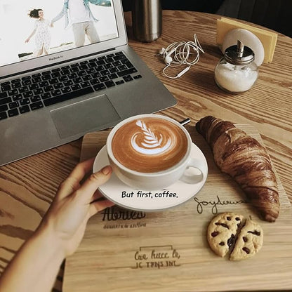 zcyhtqp, But First Coffee, Funny Absorbent Round Ceramic Stone Coasters Set of 4 with Cork Base, Funny Coffee Coasters, Cat Lover, Gifts for Home, Kitchen, Office Table Décor