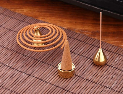 Miupoo Incense Holder, Coil Incense Burner, Incense Cone Burner, Incense Sticks Burner, 3 Styles Brass,6 Pieces